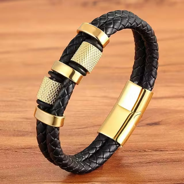 Geometric Shape Leather Men Bracelet (EGBT149)
