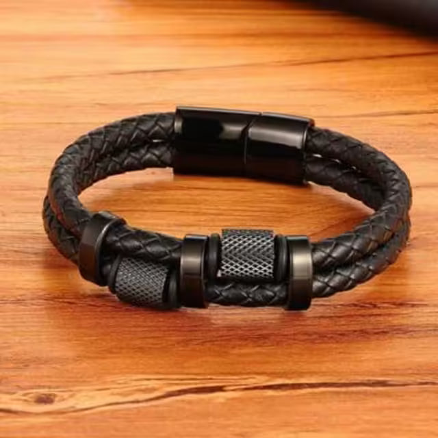 Geometric Shape Leather Men Bracelet (EGBT149)