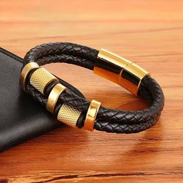 Geometric Shape Leather Men Bracelet (EGBT149)