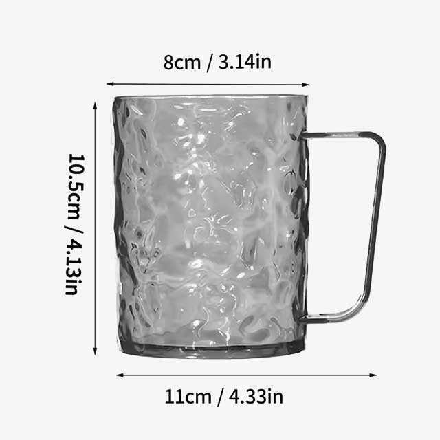 Glacier Pattern Mouthwash Cup – Stylish Transparent Plastic Toothbrush Holder with Handle for Home Bathroom