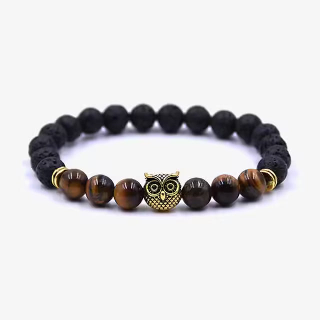 Bracelet de perles hibou dorées (EGBT054)