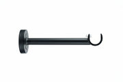 GoodHome Araxos Black Metal Curtain Pole Bracket 21.3cm – Heavy Duty Wall Support for Curtain Rods