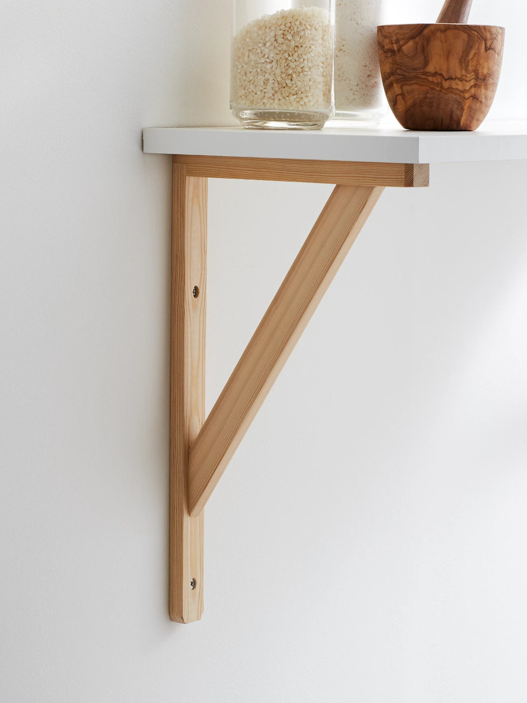 Natural Pine Wood Shelf Bracket 200 x 150 mm – Heavy-Duty Wall-Mounted Support for Shelves, Kitchen & Home Storage
