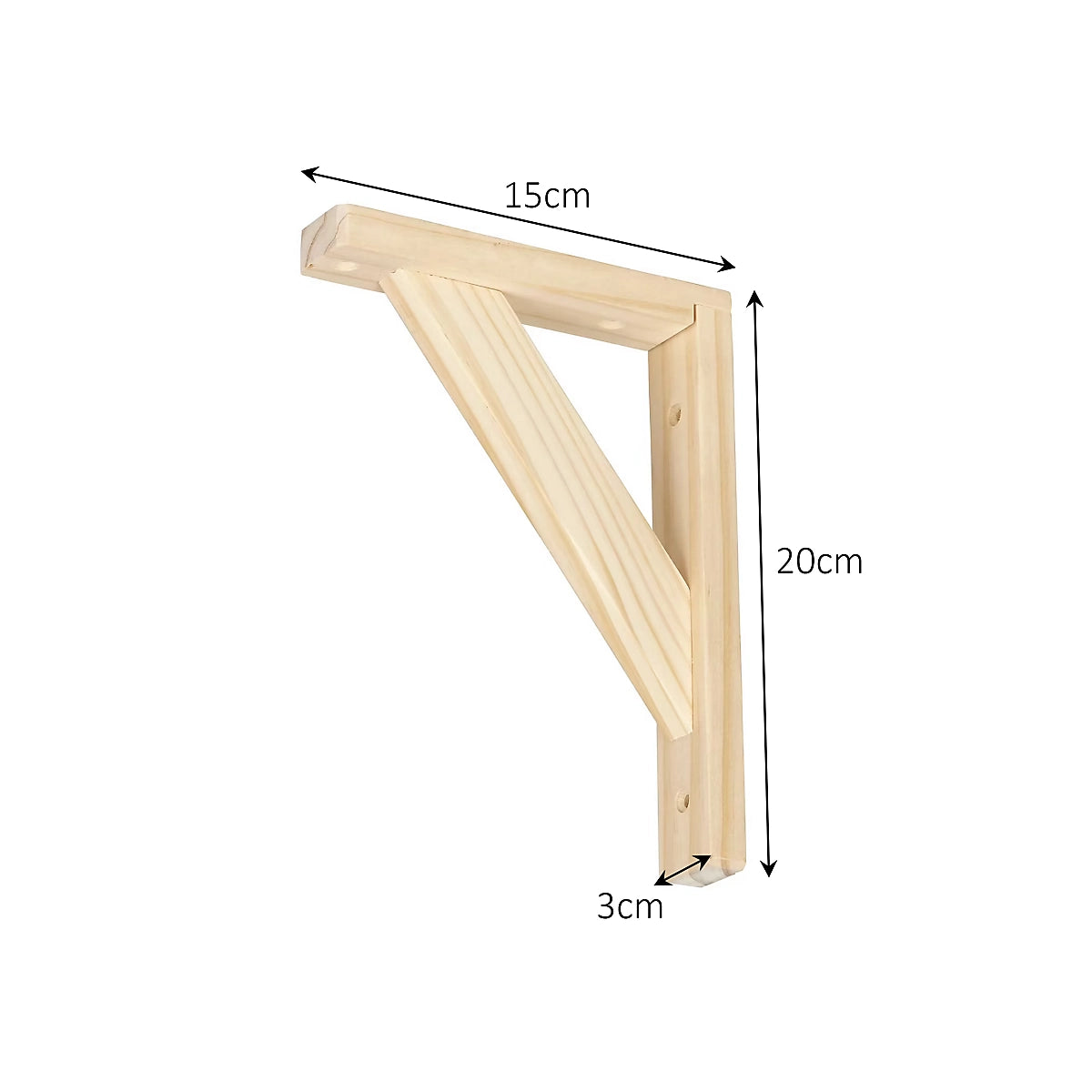 Natural Pine Wood Shelf Bracket 200 x 150 mm – Heavy-Duty Wall-Mounted Support for Shelves, Kitchen & Home Storage