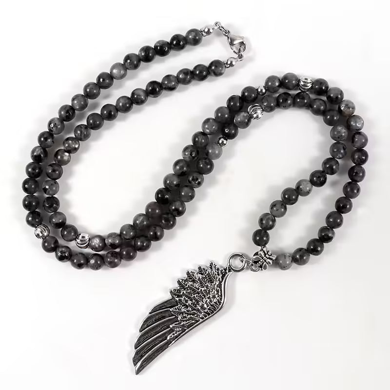 Collier pour homme en perles grises (EGN140)