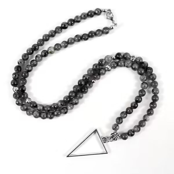 Collier pour homme en perles grises (EGN140)