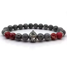 Gray Red Beads Warrior Head Bracelet (EGBT151)
