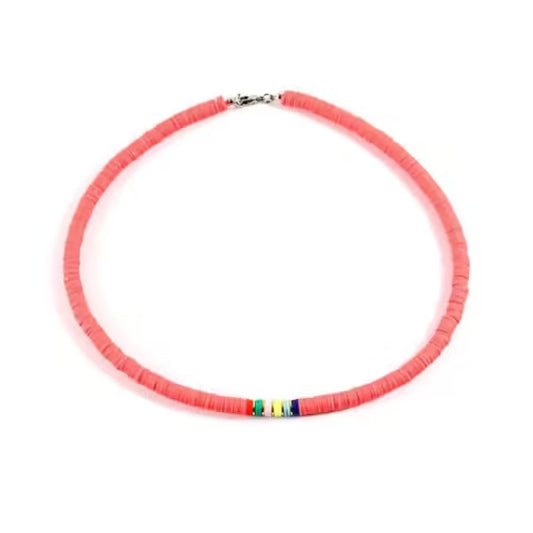 Collier ras du cou en perles colorées fait main pour femme (EGN199)