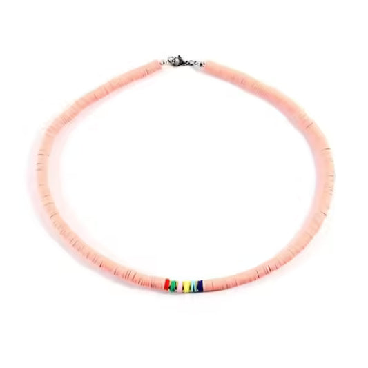 Collier ras du cou en perles colorées fait main pour femme (EGN199)