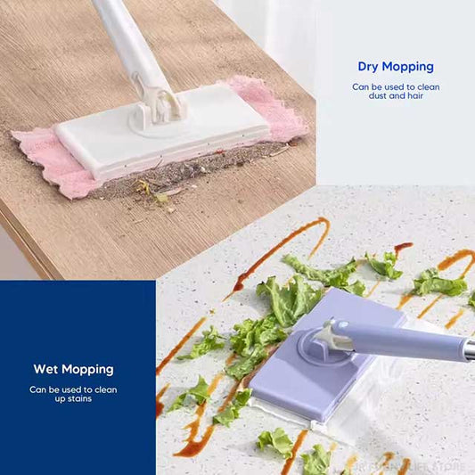 Hands-Free 360° Rotation Cleaning Mop - Mini Mop for Floor & Window with Wet Wipes, Household & Kitchen Cleaning Tool
