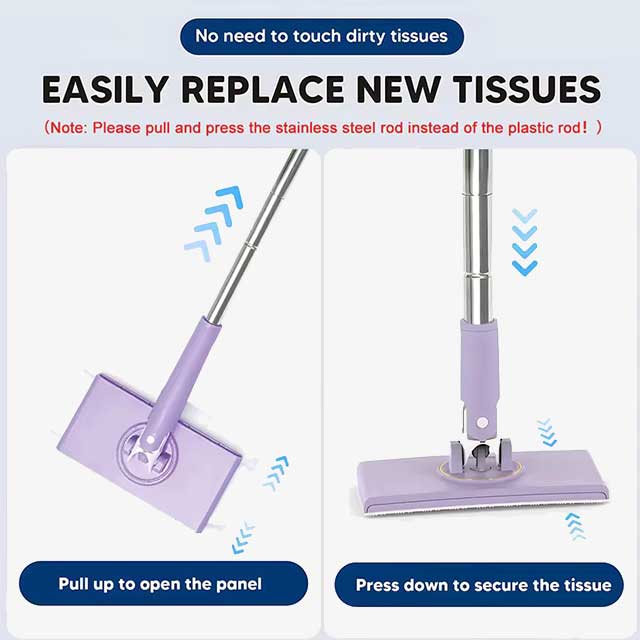 Hands-Free 360° Rotation Cleaning Mop - Mini Mop for Floor & Window with Wet Wipes, Household & Kitchen Cleaning Tool