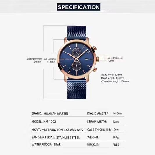 HANNAH MARTIN Mesh Stainless Steel Chronograph Men Watch Model (1092W)