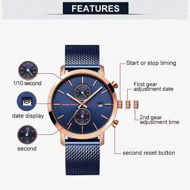 HANNAH MARTIN Mesh Stainless Steel Chronograph Men Watch Model (1092W)