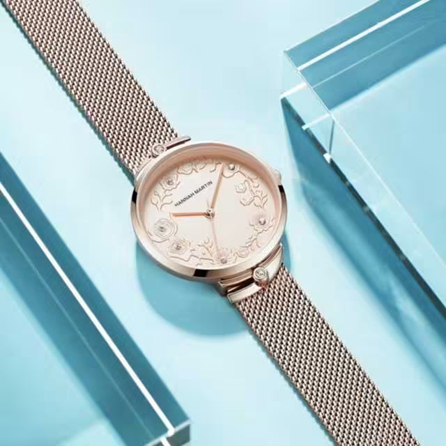 Montre femme HANNAH MARTIN en maille acier inoxydable, modèle (119F)