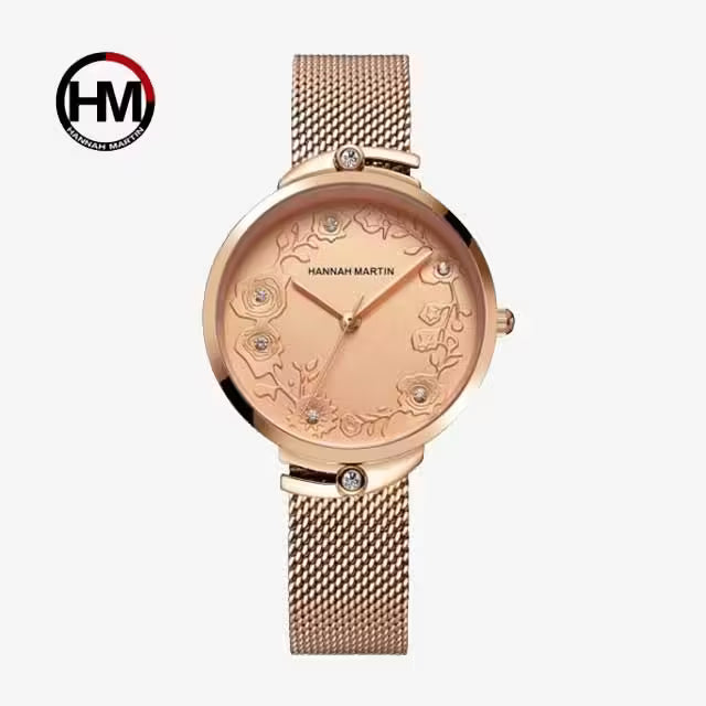 Montre femme HANNAH MARTIN en maille acier inoxydable, modèle (119F)