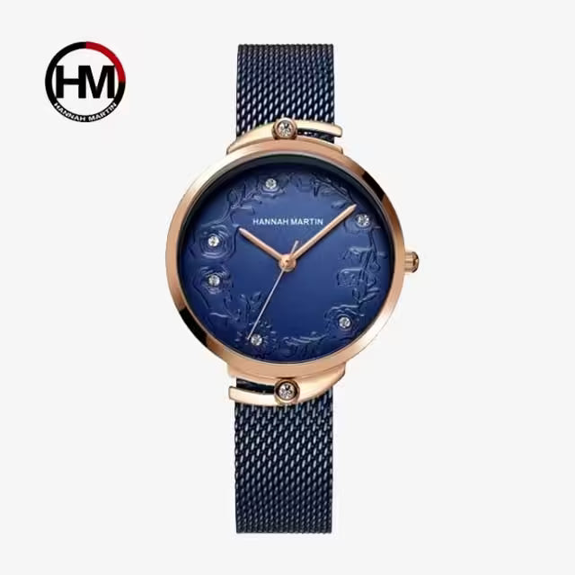 Montre femme HANNAH MARTIN en maille acier inoxydable, modèle (119F)