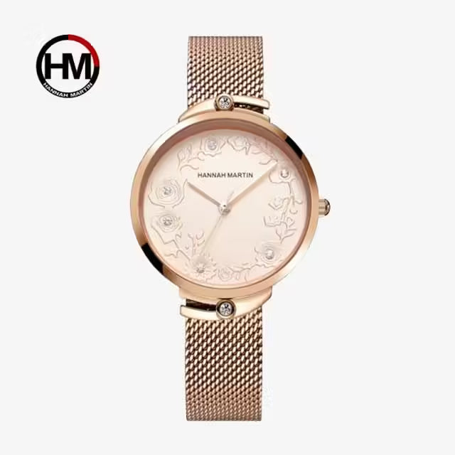 Montre femme HANNAH MARTIN en maille acier inoxydable, modèle (119F)