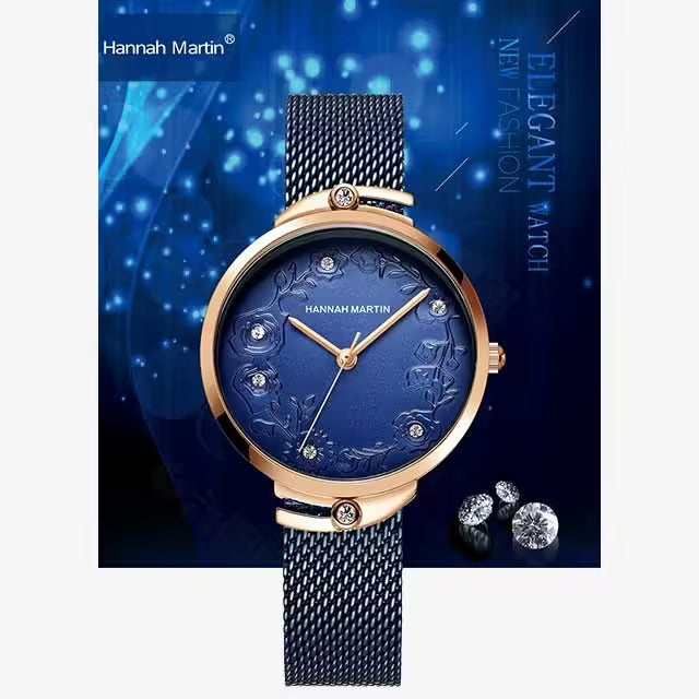 Montre femme HANNAH MARTIN en maille acier inoxydable, modèle (119F)