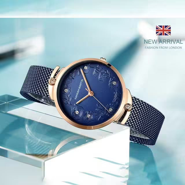 Montre femme HANNAH MARTIN en maille acier inoxydable, modèle (119F)