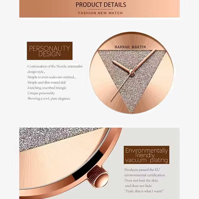 HANNAH MARTIN Montre Femme Acier Inoxydable Maille Modèle 1332W