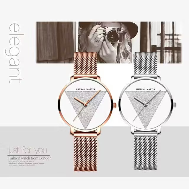 HANNAH MARTIN Montre Femme Acier Inoxydable Maille Modèle 1332W