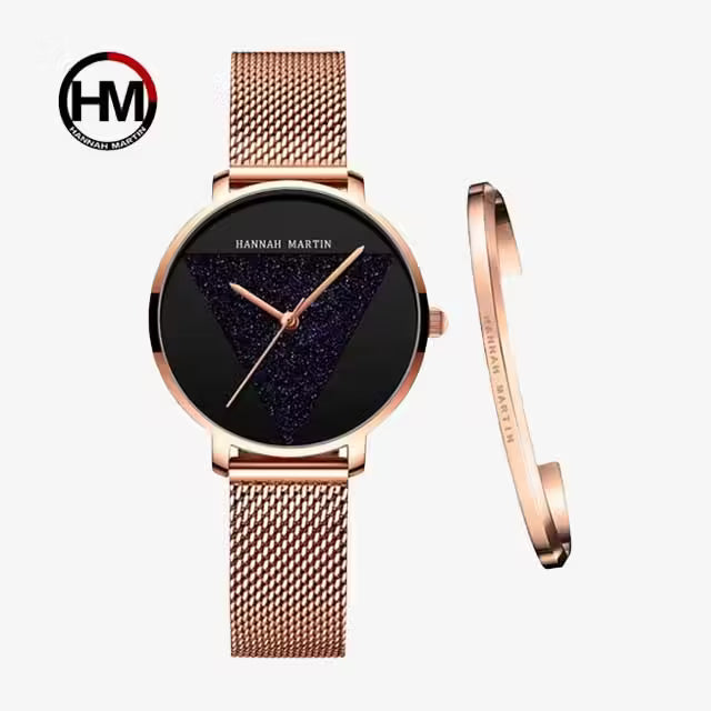 HANNAH MARTIN Montre Femme Acier Inoxydable Maille Modèle 1332W