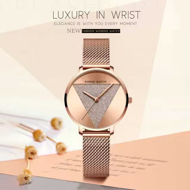 HANNAH MARTIN Montre Femme Acier Inoxydable Maille Modèle 1332W