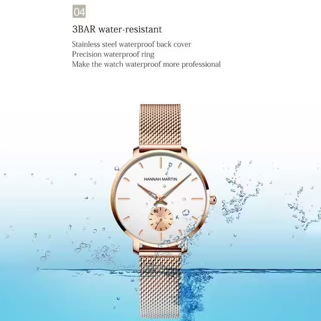 Montre Femme HANNAH MARTIN Acier Inoxydable Maille Modèle 1335