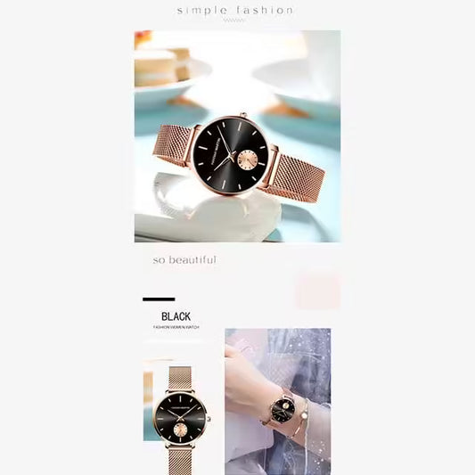 ساعة هانا مارتن النسائية المصنوعة من الفولاذ المقاوم للصدأ موديل (1335)