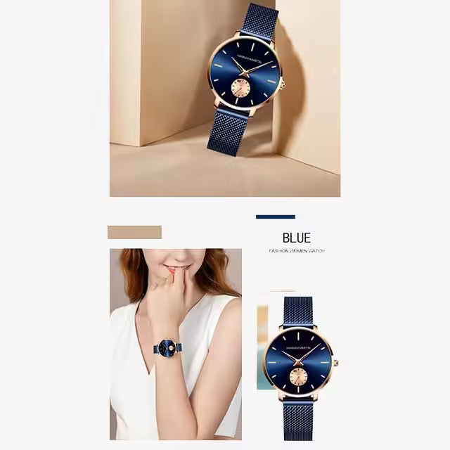 Montre Femme HANNAH MARTIN Acier Inoxydable Maille Modèle 1335