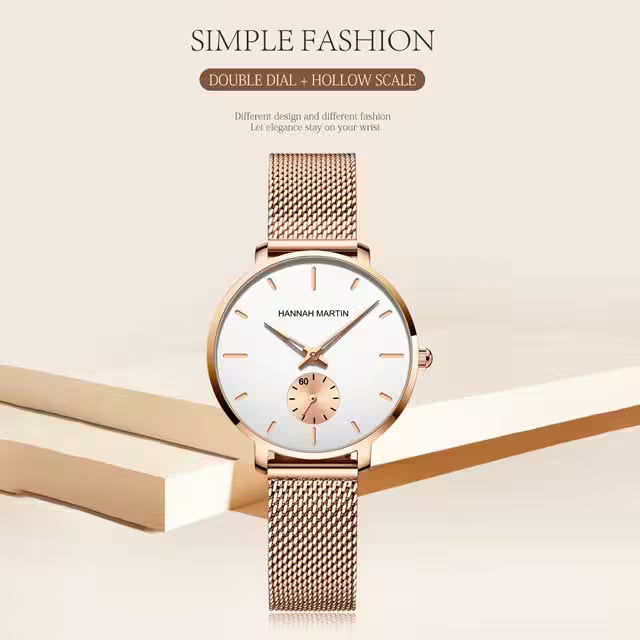 Montre Femme HANNAH MARTIN Acier Inoxydable Maille Modèle 1335