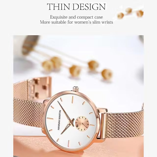 Montre Femme HANNAH MARTIN Acier Inoxydable Maille Modèle 1335