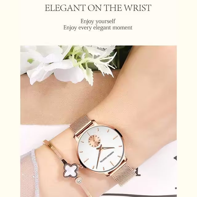 Montre Femme HANNAH MARTIN Acier Inoxydable Maille Modèle 1335