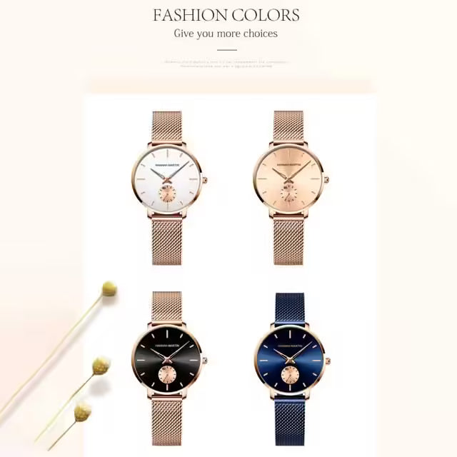 Montre Femme HANNAH MARTIN Acier Inoxydable Maille Modèle 1335