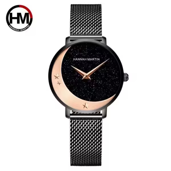 Montre femme HANNAH MARTIN en maille et acier inoxydable, modèle HM-13342