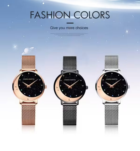 ساعة هانا مارتن النسائية المصنوعة من الفولاذ المقاوم للصدأ موديل (HM-13342)