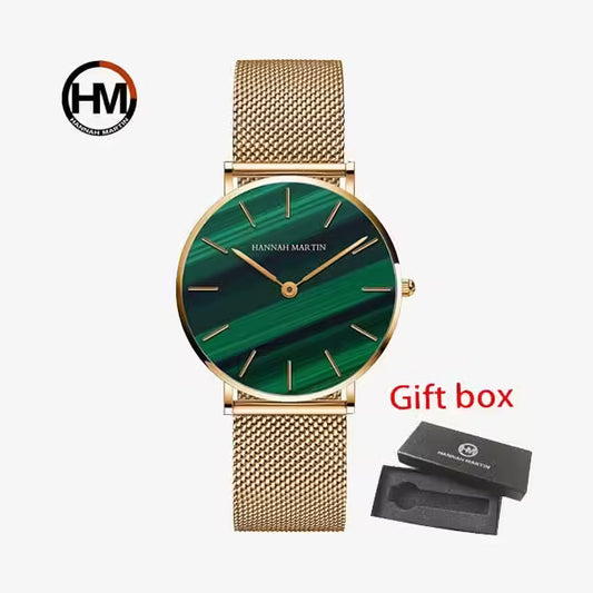 Montre femme HANNAH MARTIN en maille et acier inoxydable (modèle HM-CH36 or)