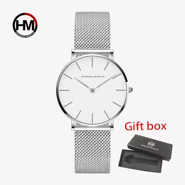 Montre femme HANNAH MARTIN en maille et acier inoxydable (modèle HM-CH36 argent)