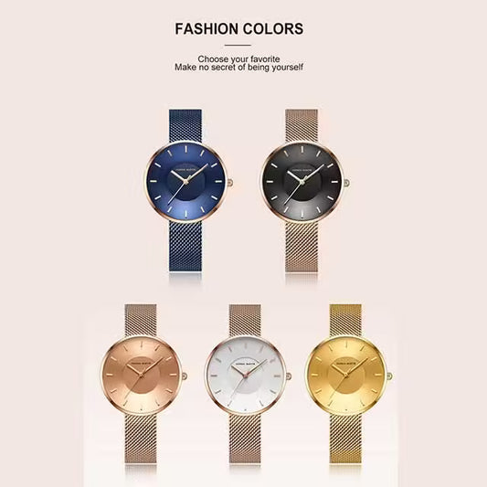 ساعة هانا مارتن النسائية المصنوعة من الفولاذ المقاوم للصدأ موديل (MS36)