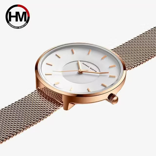 ساعة هانا مارتن النسائية المصنوعة من الفولاذ المقاوم للصدأ موديل (MS36)