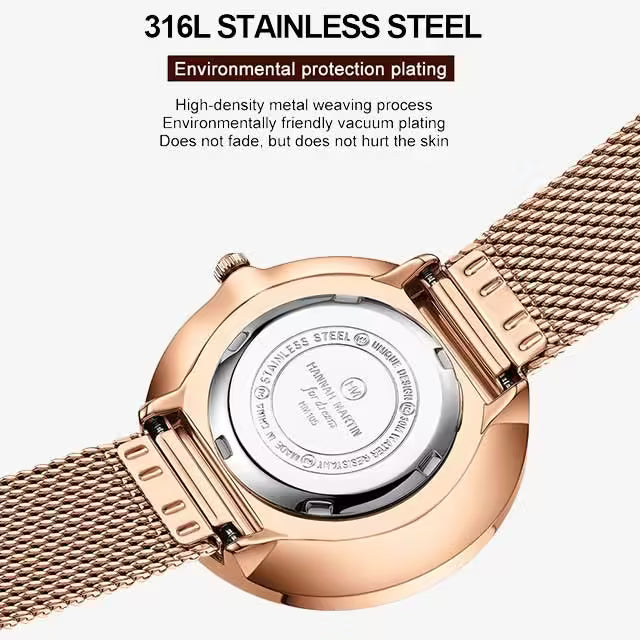 ساعة هانا مارتن النسائية المصنوعة من الفولاذ المقاوم للصدأ موديل (MS36)