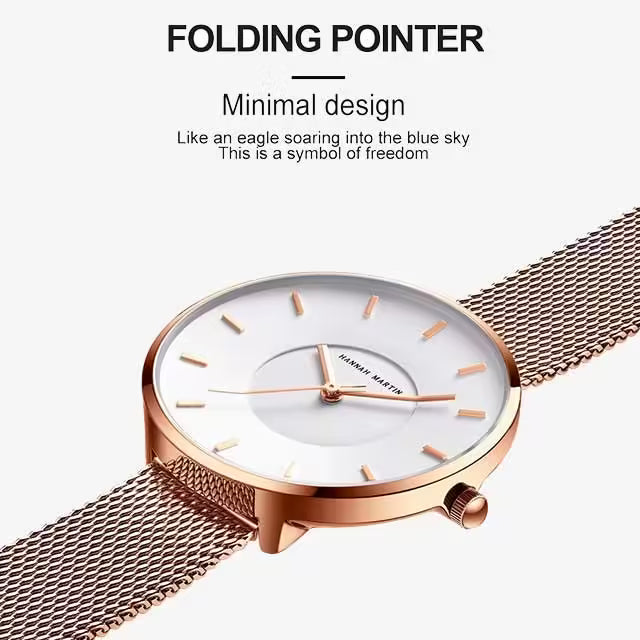 HANNAH MARTIN Montre femme en maille acier inoxydable MS36