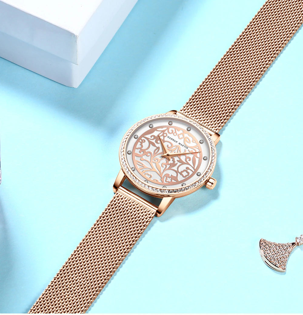 Hannah Martin Mesh Stianless Steel Women Watch (1073)