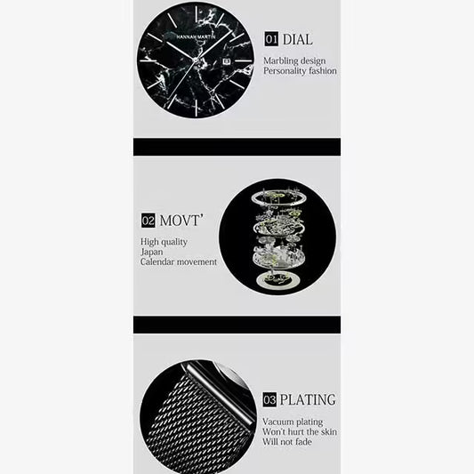 ساعة هانا مارتن المصنوعة من الفولاذ المقاوم للصدأ موديل (HM-1512M)