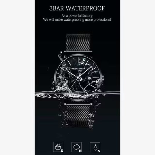 ساعة هانا مارتن المصنوعة من الفولاذ المقاوم للصدأ موديل (HM-1512M)