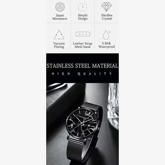 ساعة هانا مارتن المصنوعة من الفولاذ المقاوم للصدأ موديل (HM-1512M)