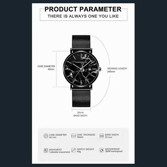 ساعة هانا مارتن المصنوعة من الفولاذ المقاوم للصدأ موديل (HM-1512M)