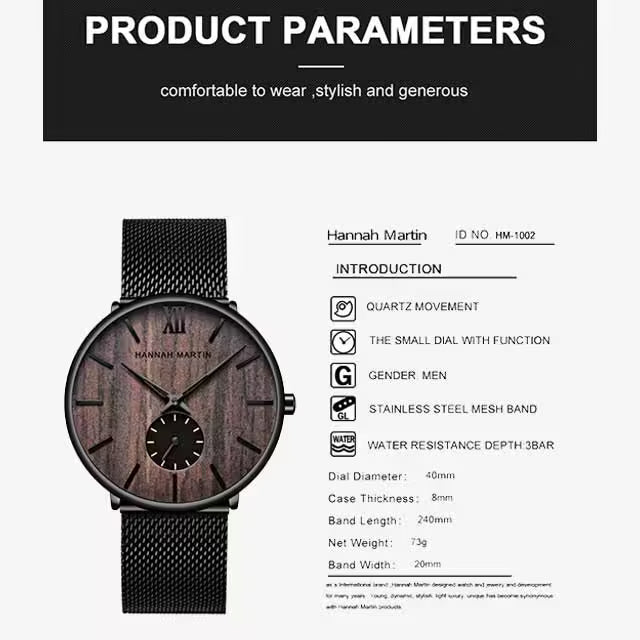 Montre HANNAH MARTIN en acier inoxydable, modèle HM-2140