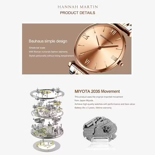 Montre Femme Acier Inoxydable HANNAH MARTIN Modèle 1522