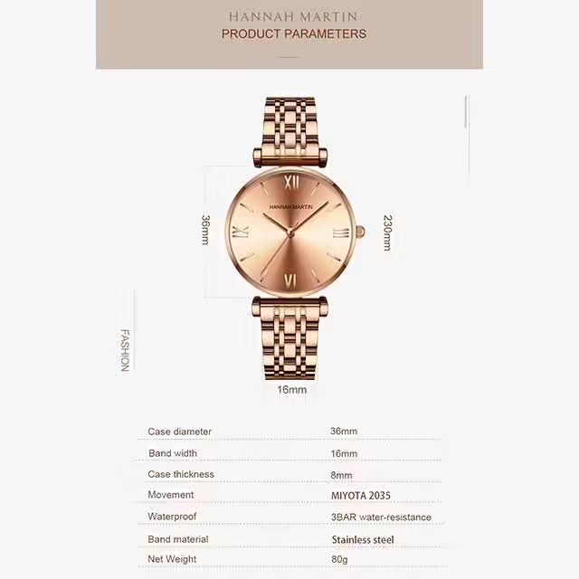 Montre Femme Acier Inoxydable HANNAH MARTIN Modèle 1522